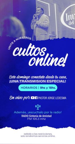 Este domingo conéctate a los Cultos Online de nuestra iglesia